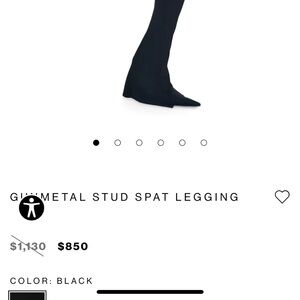 Norma Kamali Gunmetal Stud Spat Leggins Black XS NWT $800+ Retail